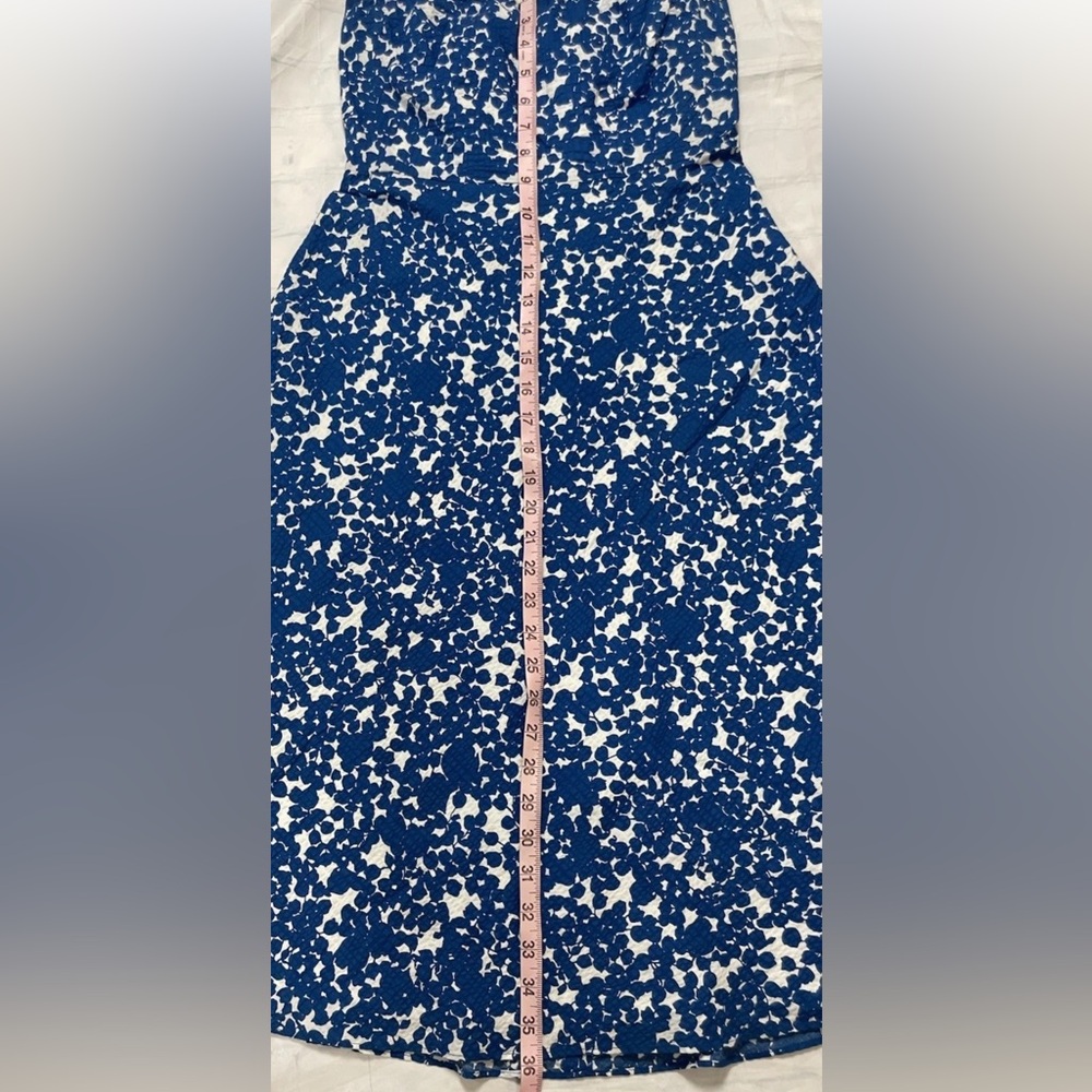 J Crew Strapless Boeing Midi Dress Blue White Flowers Women’s‎ 0 Fully Lined Zip - Picture 12 of 15